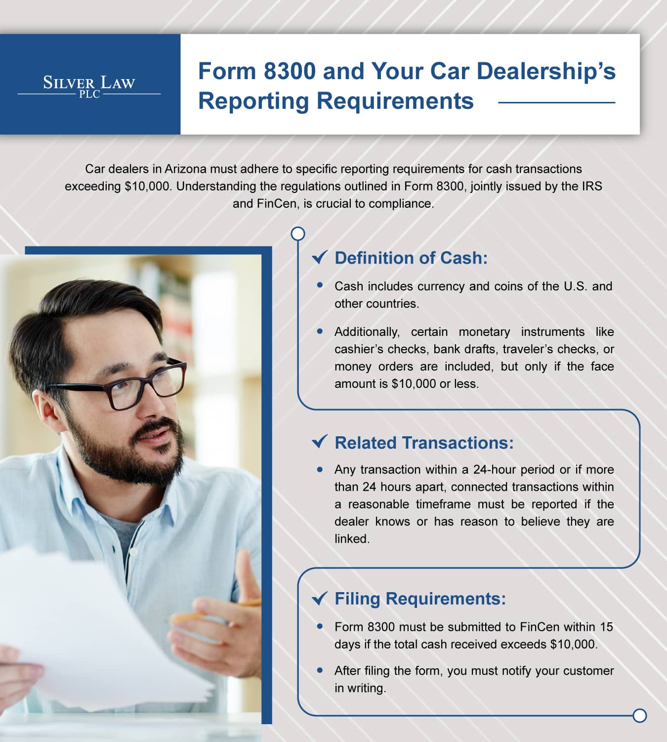 An infographic that shows car dealerships reporting requirements